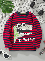 Polera Algodón Manga Larga Niño Camiseta Dinosaurio Rojo