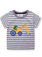 Polera Niño Algodon Manga Corta Jump Kids Rayas Blancas