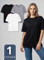 Camiseta Polera 100% Algodón Básica Lisa Elástica Mujer Colores Surtidos