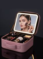 Estuche Maquillaje 2 en 1 Bolso Cosmetiquero Espejo Con Luz Led Organizador