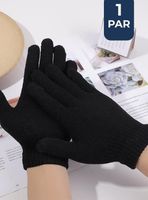 Guantes 18cm Lana Acrílica Adulto Unisex Liso Negro