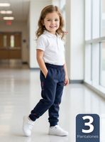 Pack 3 Buzos Pantalones Escolares Niña Unisex 100% Algodón Azul Bota Acanalada 3 a 16 años