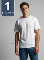 Camiseta Polera 100% Algodón Básica Lisa Elástica Color Blanco Hombre