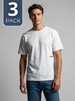 Pack 3 Camisetas Poleras 100% Algodón Básica Lisa Elástica Color Blanco para Hombre