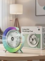 Mini Ventilador Portátil De Mesa Con Luz Led Recargable USB Verde Agua