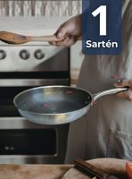 Sartén Acero Inoxidable Antiadherente 28cm Para Cocinar Freír Saltear