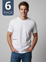 Pack 6 Camisetas Poleras 100% Algodón Básica Lisa Elástica Color Blanco Hombre
