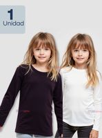 Camiseta Algodón Manga Larga Primera Capa Niña Polera Blanco y Negro