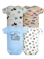 Pack 4 Bodys Niño Manga Corta Tedmimak 100% Cachorros Azul