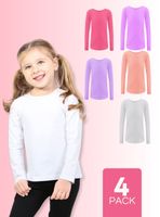 Pack 4 Camisetas Polar Primera Capa Niña Cuello Redondo