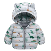 Parka Con Capucha Y Mangas Larga Niño Dinosaurio Gris Jump Kids