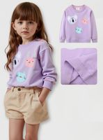 Polerón Algodón Cuello Redondo Niñas Morado Animales