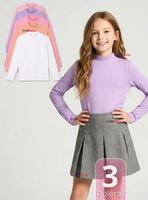 Pack 3 Polera Camiseta Bambú Cuello Beatle Primera Capa Manga Larga Colores Surtidos Niña