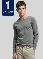 Camiseta Bambú Manga Larga Primera Capa Hombre Polera Surtido