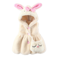 Polerón Sin Mangas Forrado Polar Capucha, Orejas, Bolso Niña Blanco Jump Kids