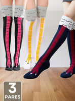 Pack 3 Calcetines Pata de Gallina Mujer Largos Colores Surtidos
