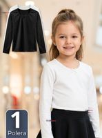 Camiseta Polera Algodón Cuello Redondo Primera Capa Manga Larga Color Surtido Niña
