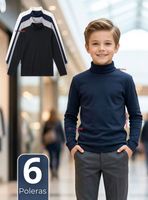 Pack 6 Poleras Camisetas Polar Primera Capa Beatle Manga Larga Colores Surtido Niño