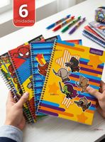 Pack 6 Cuadernos Universitario Marvel Heroes Kawaii 150 Hojas Tapa Gruesa Proarte Diseños Surtidos