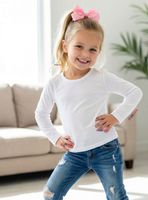 Camiseta Algodón Manga Larga Polera Primera Capa Blanco Niña