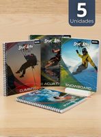 Pack 5 Cuadernos Universitario SportX Action Ross 7mm 100 hojas Diseños Surtidos