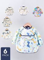 Pack 6 Babero Delantal Impermeable Premium Con Mangas Larga Para Bebe Y Niño