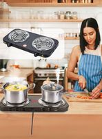 Cocina Eléctrica 2 Platos 2000w de Potencia Cocinilla Portátil Negra