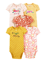 Pack 5 Bodies Niña Tedmimak Algodón Manga Corta