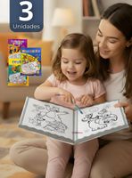 Pack 3 Libros Para Colorear Pintar Educativo Con Stickers Diseños Surtidos para Niños