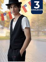 Pack 3 Chaleco Bolero Nortino Niño Juvenil Fiestas Patrias Negro