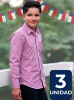 Pack 3 Camisa Huaso Cuadrillé Algodón Niño Juvenil Color Rojo