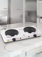 Cocina Eléctrica 2 Platos 2000w de Potencia Cocinilla Portátil Blanca