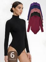 Pack 6 Bodys Manga Larga Bambú Cuello Alto Beatle Mujer Colores Surtidos