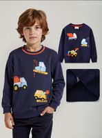 Polerón Algodón Cuello Redondo Niño Azul Grúa