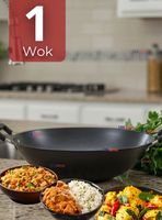 Wok Chino Acero Inoxidable Antiadherente 34cm Negro