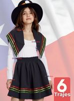 Pack 6 Traje Nortino Negro 3 Piezas Niña Fiestas Patrias