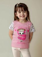 Polera Brainrots 100% Algodón Manga Corta Niña Tralalero Rosado
