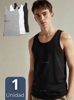 Camiseta Sin Manga Básica 100% Algodón Colores Surtidos Hombre