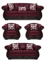 Living Con Resorte Estructural 9 Cuerpos 4+3+1+1 Grand Búfalo Envejecido Burdeo Versión PREMIUM