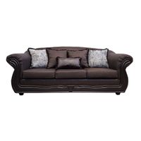 Sofá Con Resorte Estructural 4 Cuerpos Grand Búfalo Chocolate Rayado Versión PREMIUM