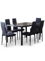 Comedor Mesa Vidrio 75x80x150 6 Sillas Pu Negro