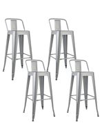 Pack 4 Piso Taburete Tolix Respaldo Gris