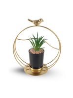 Figura Decorativa Candelabro Pajarito con Mini Planta