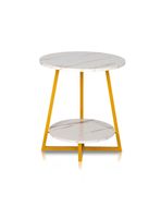 Mesa de Centro Lateral Dos Niveles Redonda Blanca