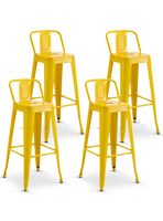 Pack De 4 Silla Alta Metal Amarillo