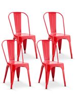 Pack De 4 Silla Metal Tolix Rojo