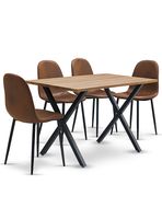 Comedor Hudson Mesa 75x70x120 4 Sillas Pu Café