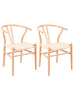 Pack 2 Sillas Comedor Novahus Wishbone Natural Beige