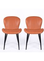 Pack 2 Sillas de Comedor PU Café Patas Metálicas