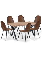 Comedor Easton Mesa 75x90x160cm + 6 Sillas Velvet Café